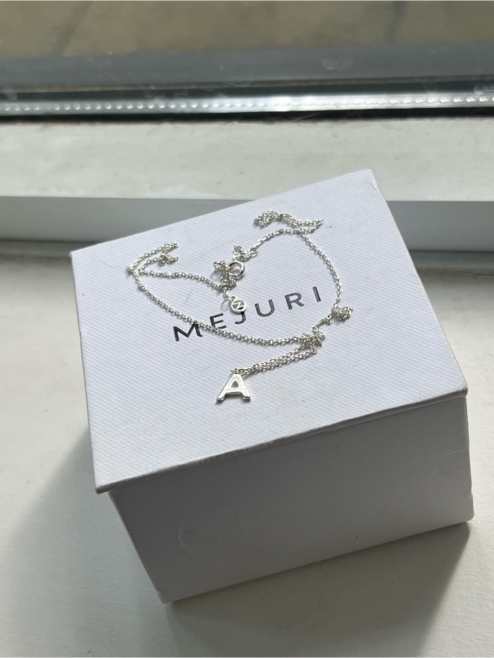 Mejuri Silver “A” Necklace - Picture 3 of 5